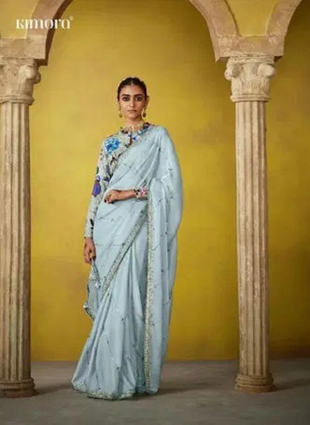 Grey Colour Divani By Kimora Tissue Wedding Wear Saree Orders In India